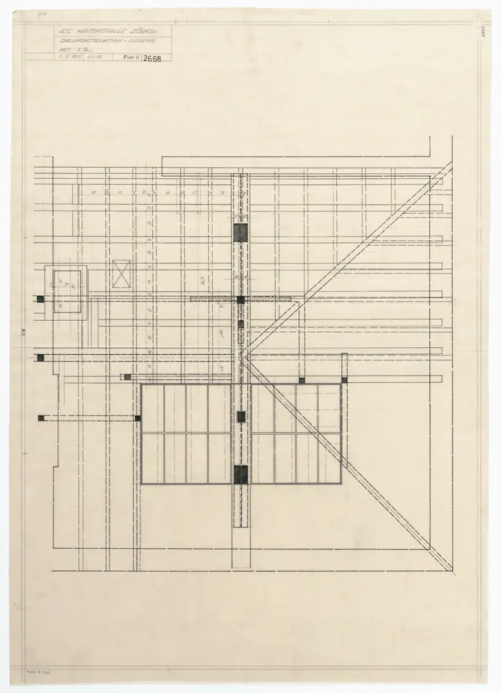 Realgymnasium, Rämistrasse 59: Dachkonstruktion; Grundriss