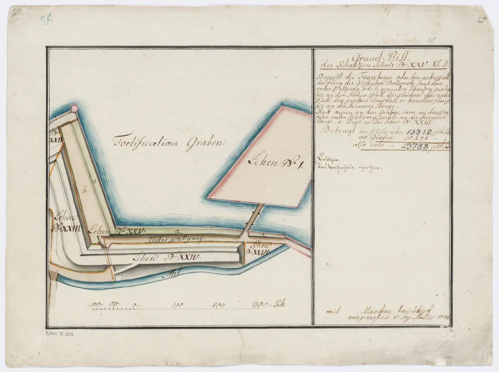 Zürich: Schanzenlehen Nr. 25 Kleine Stadt, beim Giesshütten-Bollwerk; Grundriss