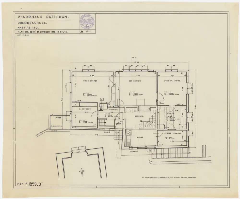 Dättlikon: Pfarrhaus: 1. Stock; Grundriss