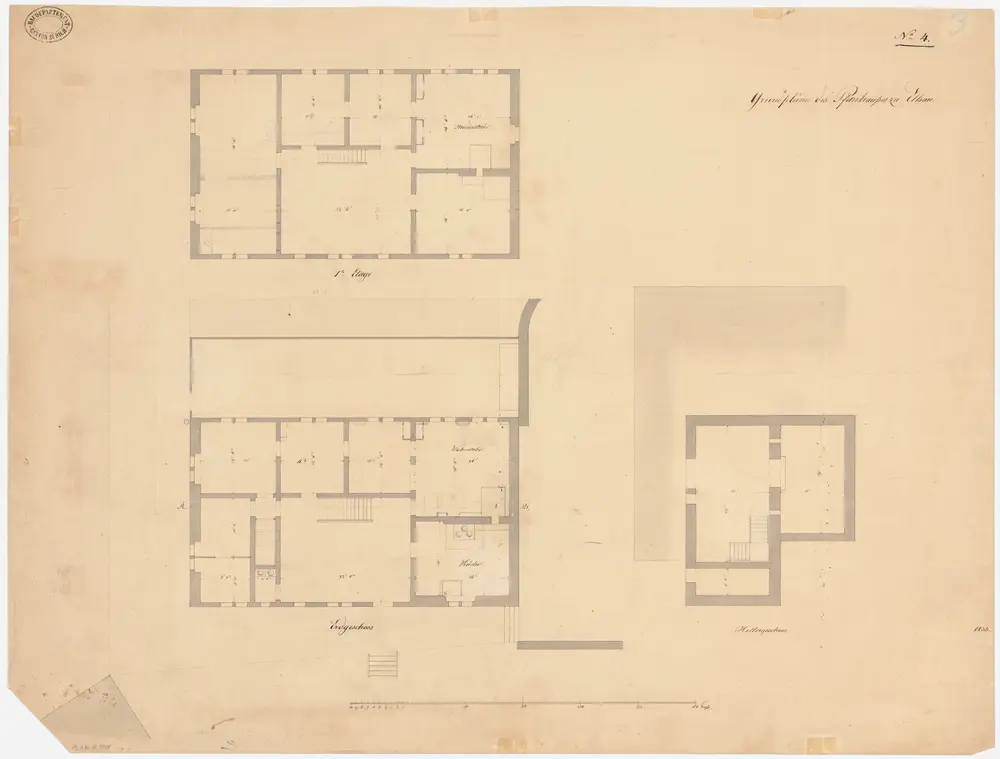 Elsau: Pfarrhaus, Keller, Ergeschoss und 1. Stock; Grundrisse (Nr. 4)