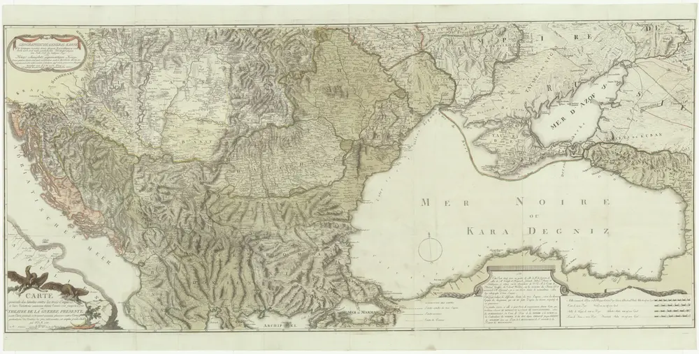 Geographische general Karte der Gränzen zwischen denen dreyen Kaiserthümern und ihren nach und nach geschehenen Veränderungen von Jahr 1718 bis heütigen Tags