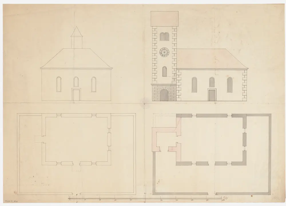 Wädenswil: Projektierte Kirche; Grundrisse und Ansichten