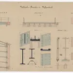 Neftenbach: Eiserne Balkenbrücke über den Näfbach; Seitenansicht, Grundriss und Schnitte