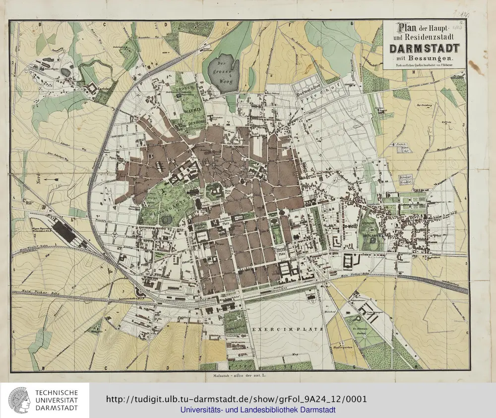 Plan der Haupt- und Residenzstadt Darmstadt mit Bessungen