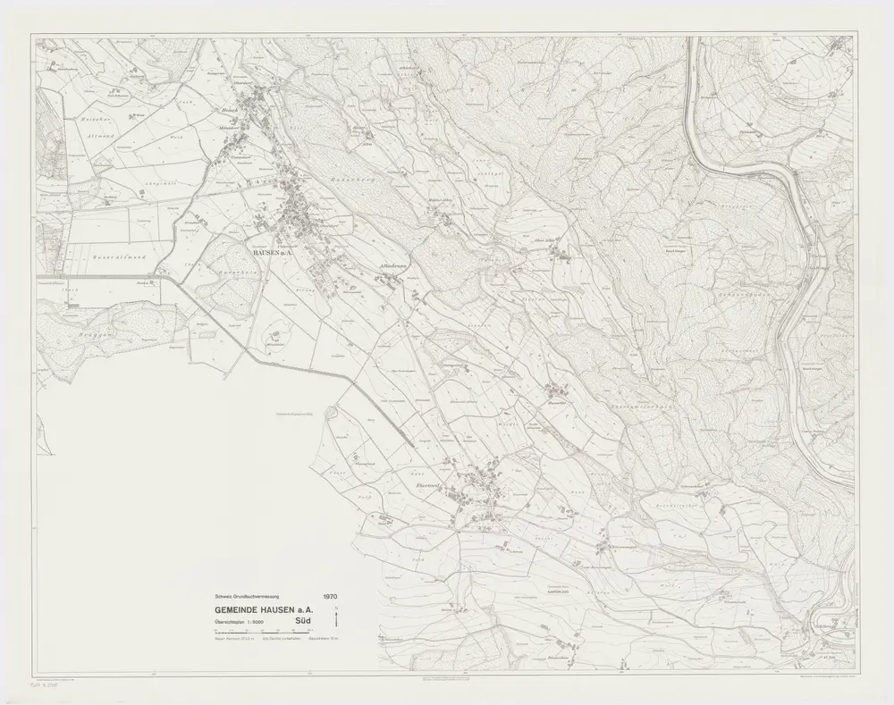 Hausen am Albis: Südlicher Teil der Gemeinde; Übersichtsplan (Schweizerische Grundbuchvermessung)