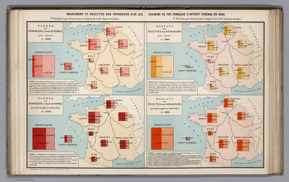 Mouvement et Recettes des Voyageurs sur les Chemins de Fer Francais D'Interet General en 1889.