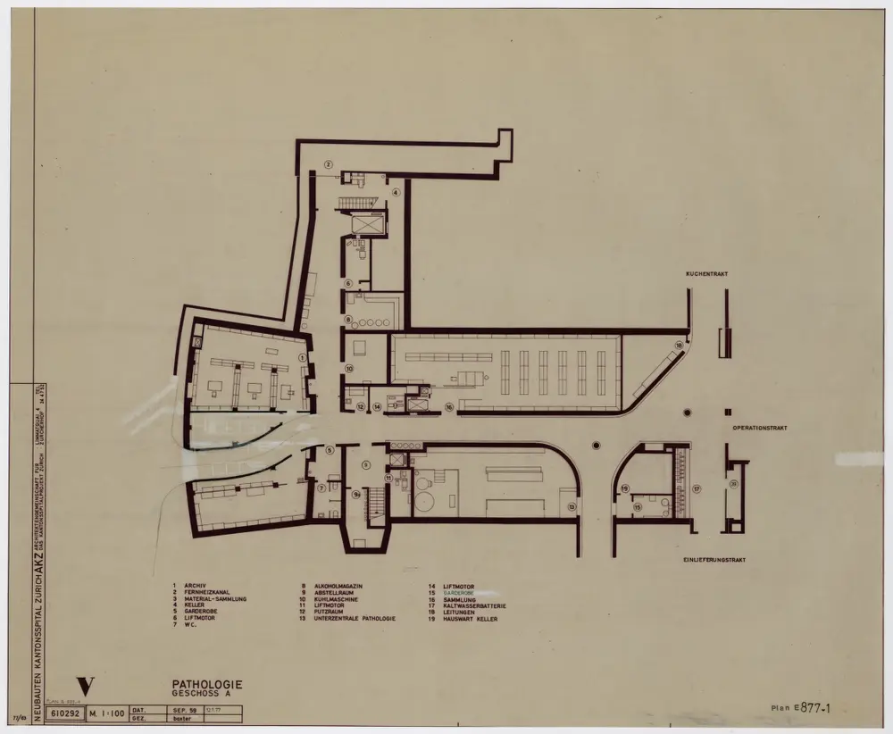 Zürich: Kantonsspital, Pathologie; Grundrisse: Geschoss A