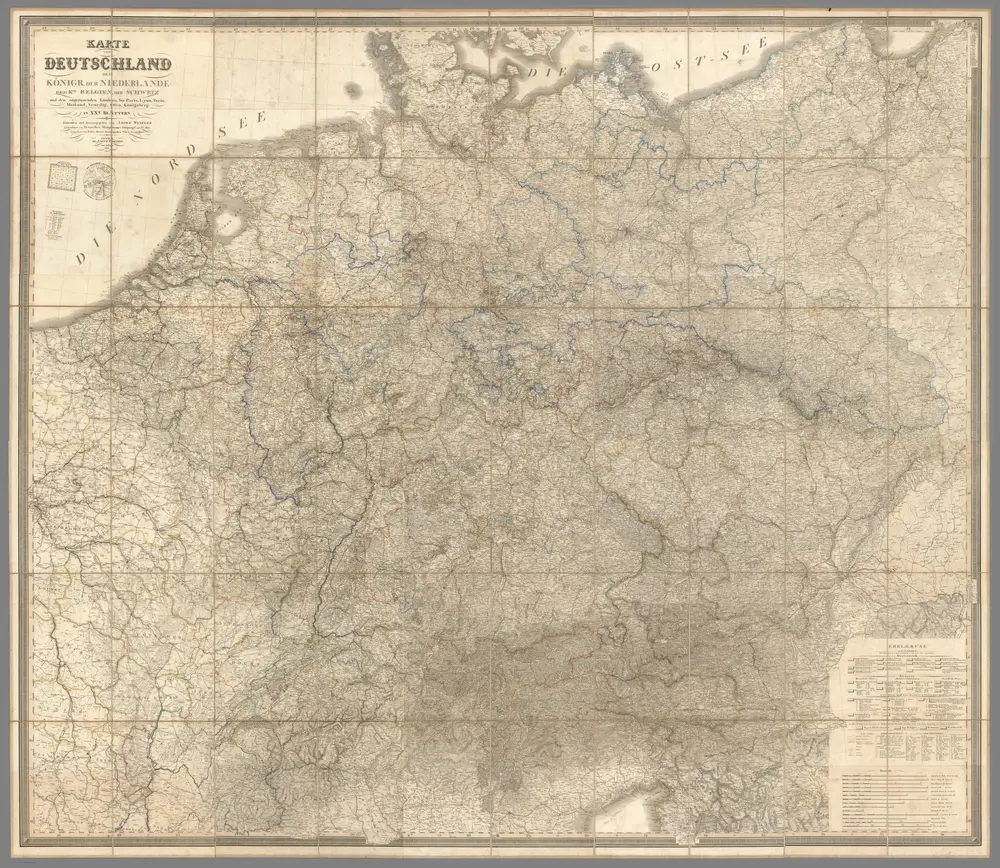 Composite Map:  Karte von Deutschland dem Konigr. der Niederlande dem Kgr. Belgien, der Schweiz.