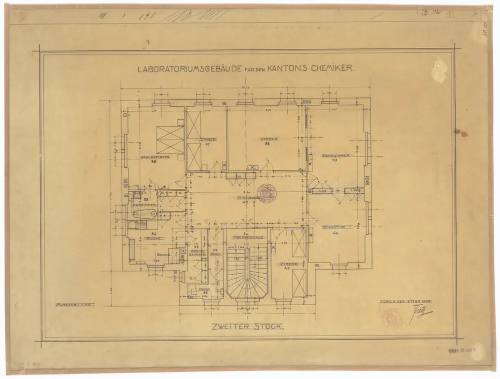 Laboratorium des Kantonschemikers: 2. Stock; Grundriss (Nr. 121)