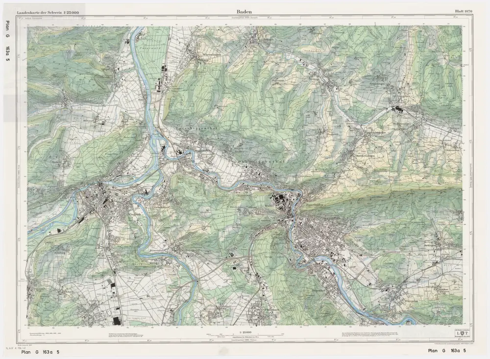 Landeskarte der Schweiz 1 : 25000: Den Kanton Zürich betreffende Blätter: Blatt 1070: Baden AG