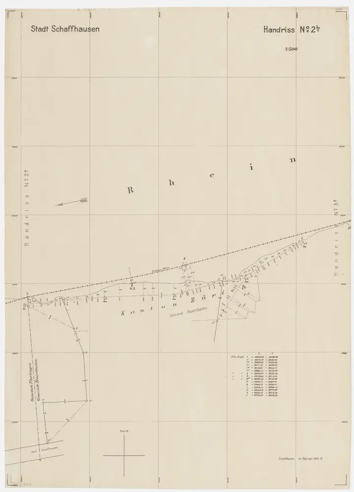 Grenze zwischen den Kantonen Zürich und Schaffhausen beim Rhein von Neuhausen SH bis Büsingen (Deutschland): Grundriss (Nr. 2 b, Punkte 7 - 9 a)