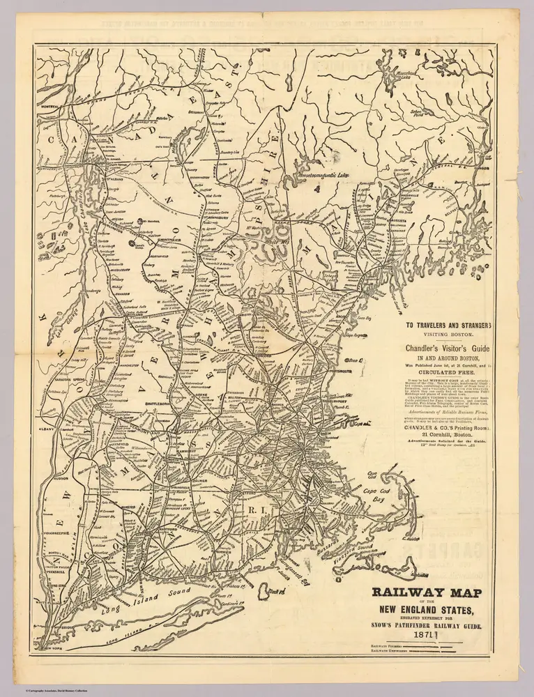 Railway map New England States.