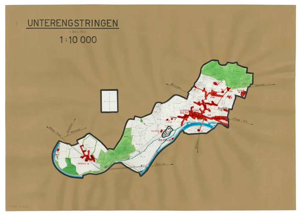 Unterengstringen: Definition der Siedlungen für die eidgenössische Volkszählung am 01.12.1950; Siedlungskarte