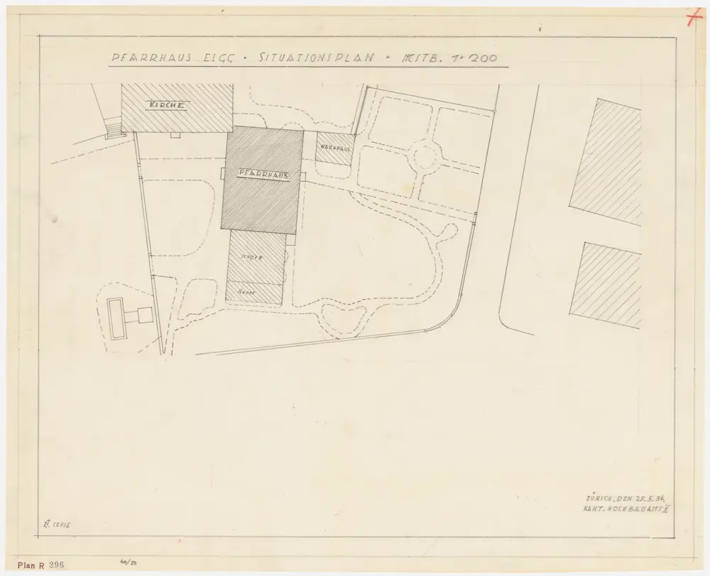 Elgg; Kirche, Pfarrhaus und Umgebung; Grundriss (Nr. 7)