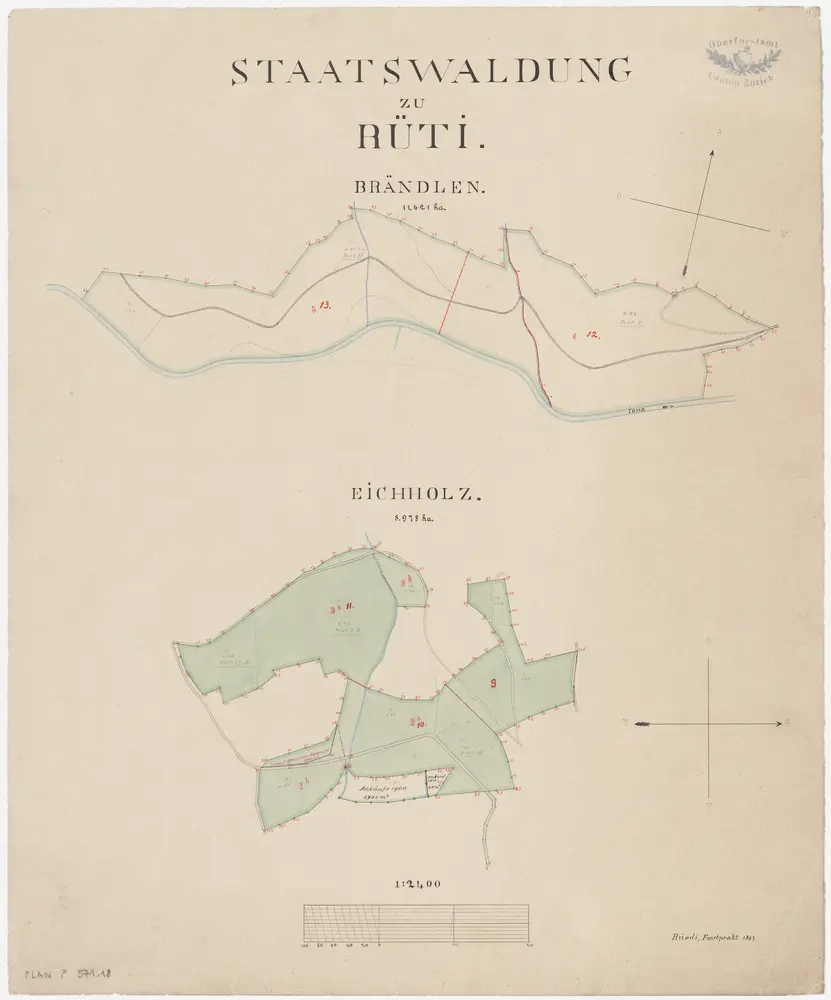 Rüti, Dürnten, Bubikon: Staatswaldung: Dürnten, Rüti: Brändlen, Eichholz; Grundrisse