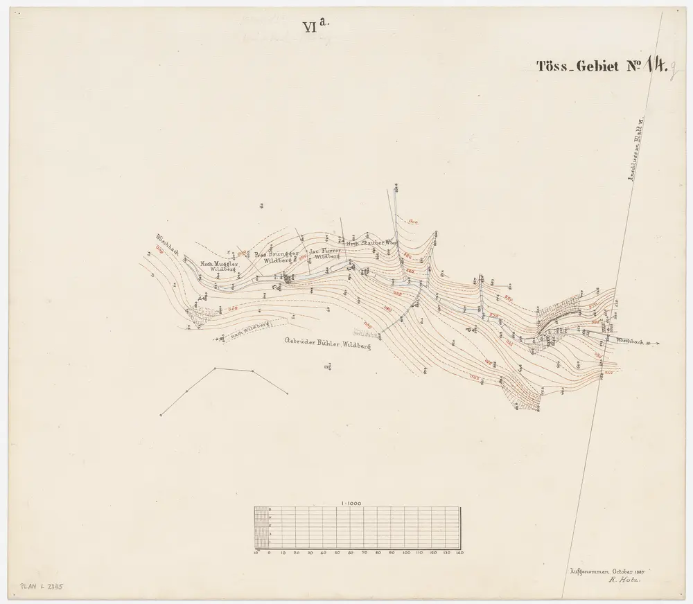 Wildberg: Wöschbach; Situationsplan (Töss-Gebiet Nr. 14 g bzw. Blatt VI a)