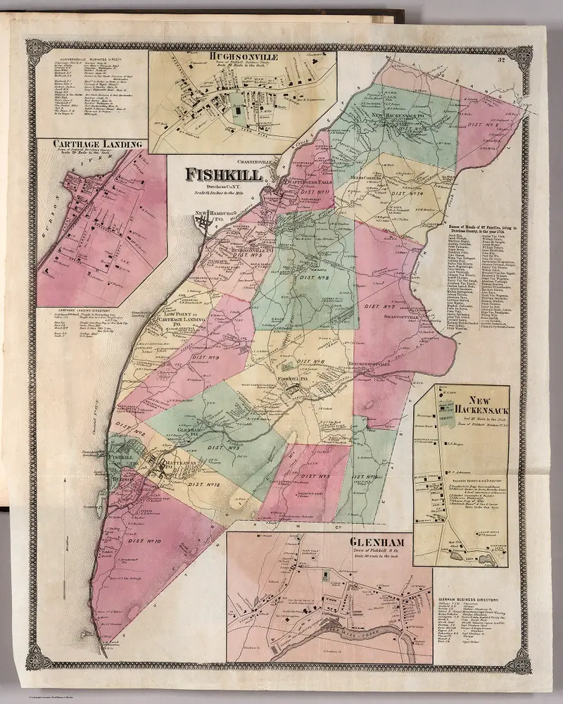 Fishkill, Dutchess Co. N.Y.  Hughsonville.  Carthage. Landing (Chelsea).  New Hackensack.  Glenham.