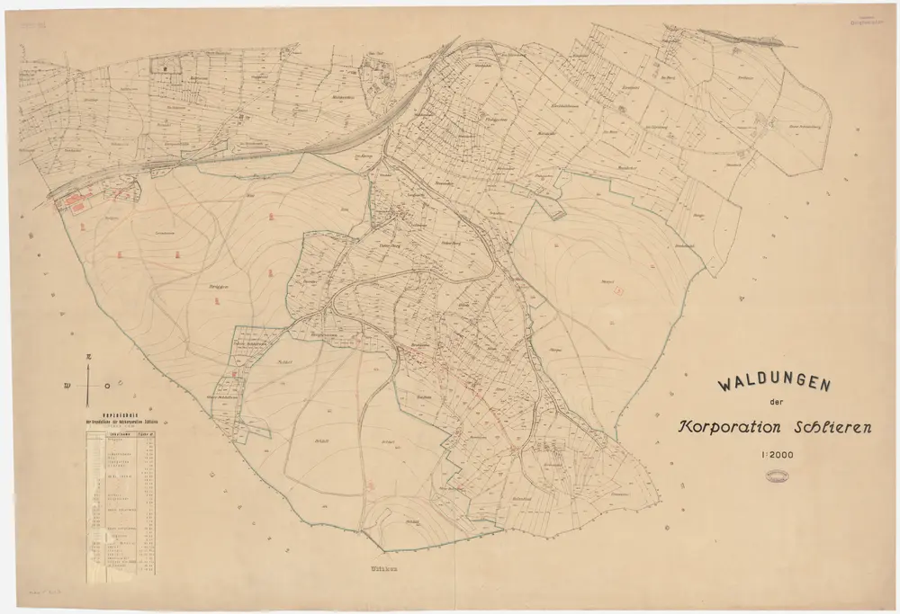 Schlieren: Gemeinde- und Genossenschaftswaldungen: Genossenschaftswaldungen Brööggen (Bröggen), Länzelmoos (Lenzelmoos), Lampertshalden, Risi, Untere und Obere Schlattwies, Schlatt, Stärpel (Sterpel); Grundriss