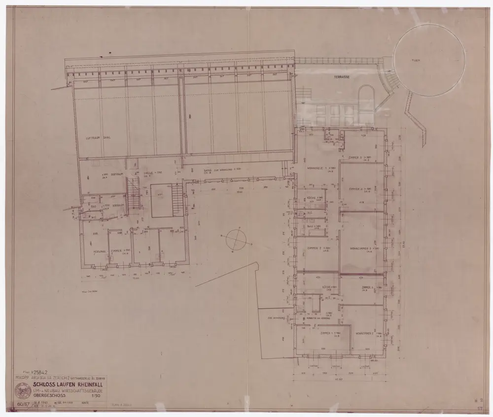 Laufen-Uhwiesen: Schloss Laufen, Um- und Neubau des Wirtschaftsgebäudes: Obergeschoss; Grundriss