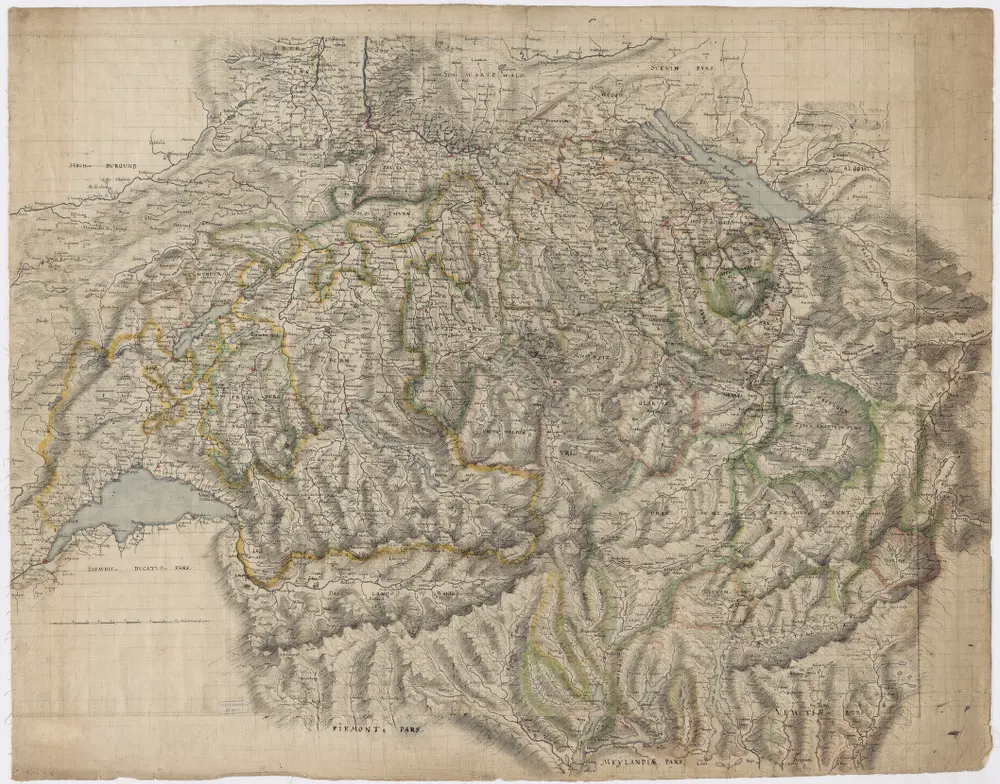 Zweite Manuskriptkarte der Schweiz