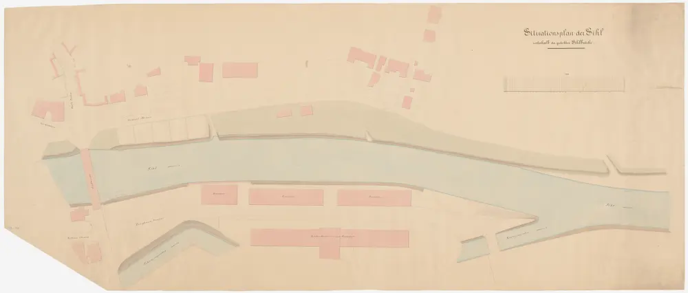 Aussersihl: Sihl von oberhalb der Sihlbrücke bis zur Einmündung des Schanzengrabens; Situationsplan (Sihl-Gebiet Nr. 12 b)