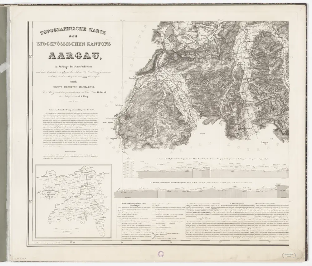 Topographische Karte des eidgenössischen Kantons Aargau im Auftrag der Staatsbehörden (Michaelis-Karte): Blatt 1