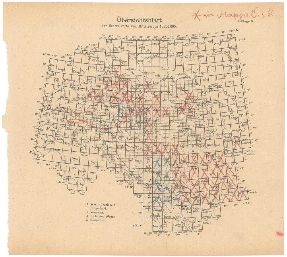 Übersichtsblatt zur Generalkarte von Mitteleuropa 1:200.000