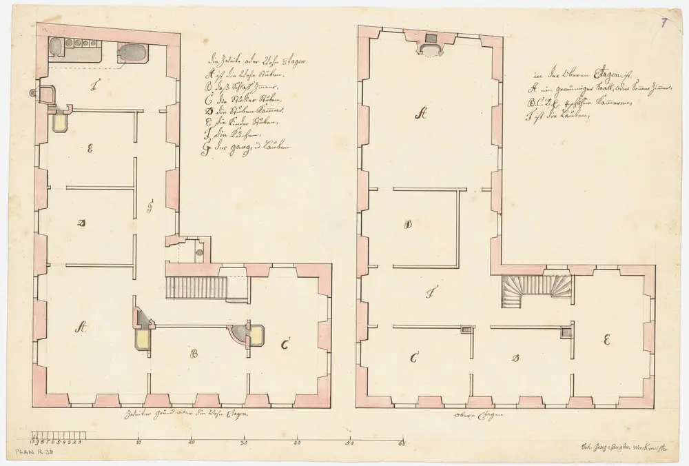 Andelfingen: Pfarrhaus, projektierter Um- bzw. Neubau, 1. und 2. Stock; Grundrisse (Nr. 7)