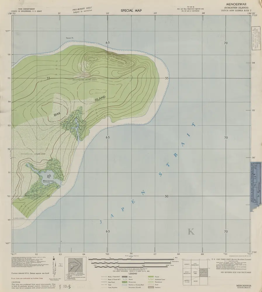 Menoerwar / prepared under the direction of the Chief Engineer by Base Map Plant U.S. Army, June 1944