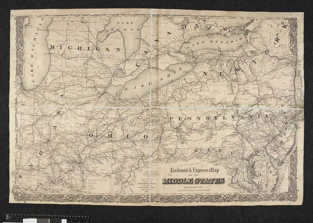 Railroad & Express Map of the Middle States