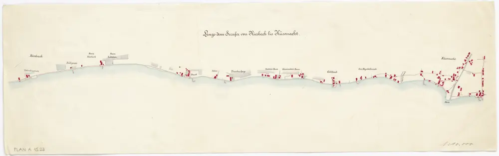 Vorlagen für die Topographische Karte des Kantons Zürich (Wild-Karte): Bezirk Zürich: Orts-/Umgebungsplan: Längs dem Seeufer von Riesbach bis Küsnacht