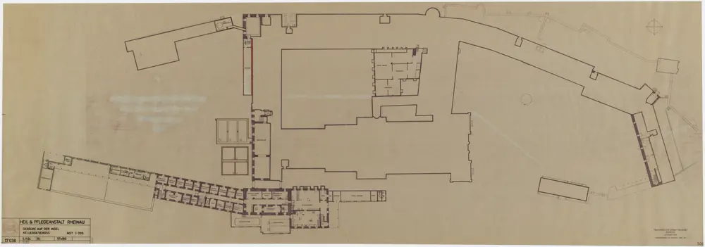 Heil- und Pflegeanstalt Alt-Rheinau: Gebäude auf der Insel; Grundrisse: Kellergeschoss