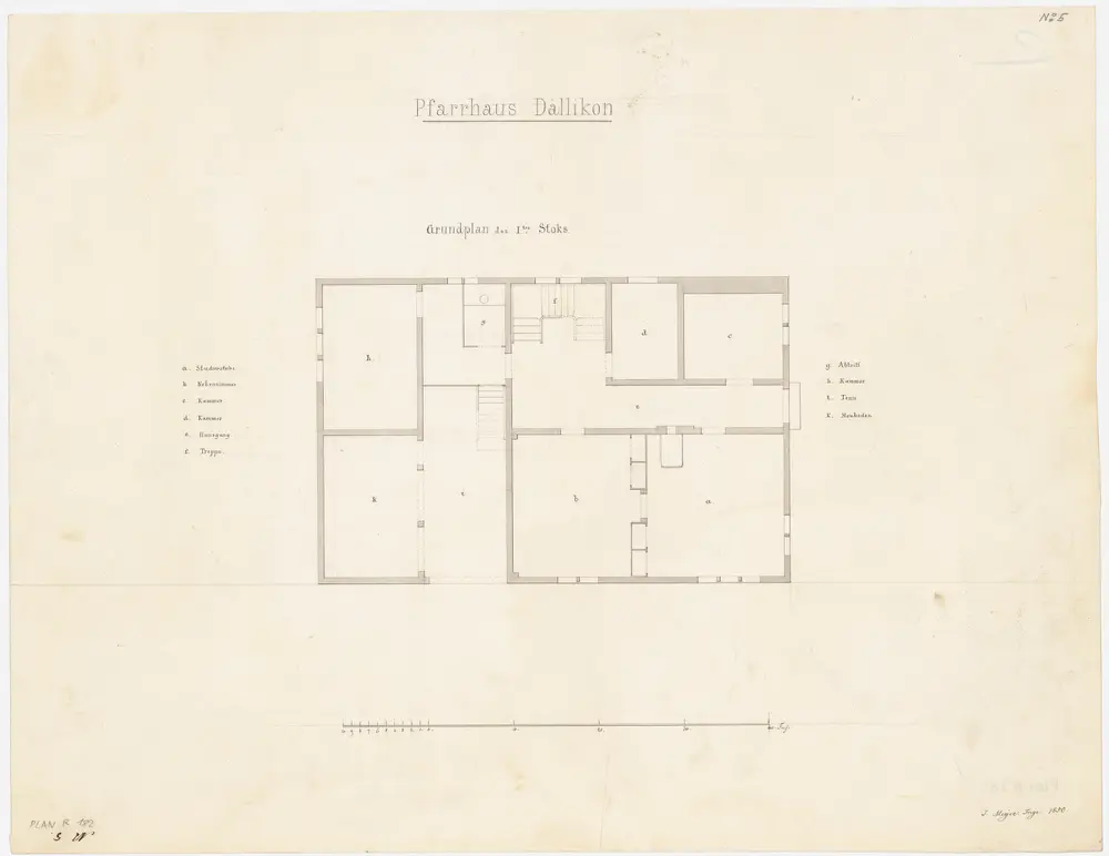 Dällikon: Pfarrhaus, 1. Stock; Grundriss (Nr. 5)