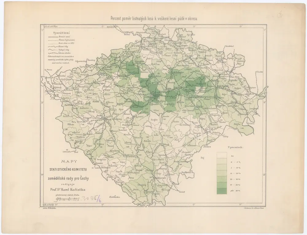 Percent. poměr listnatých lesů k veškeré lesní půdě v okresu