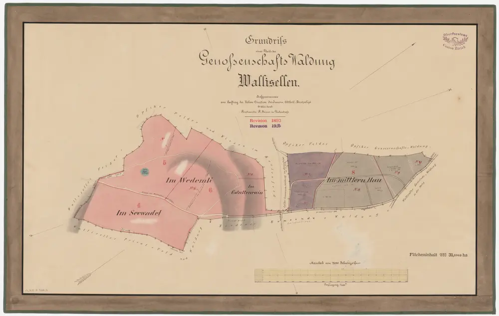 Wallisellen: Gemeinde- und Genossenschaftswaldungen: Genossenschaftswaldungen Seewadel, Wädemli (Wedemli), Gstaltenrein, Mittlerer Hau; Grundriss