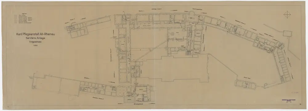 Heil- und Pflegeanstalt Alt-Rheinau: Sanitäre Anlage, Erdgeschoss; Grundriss