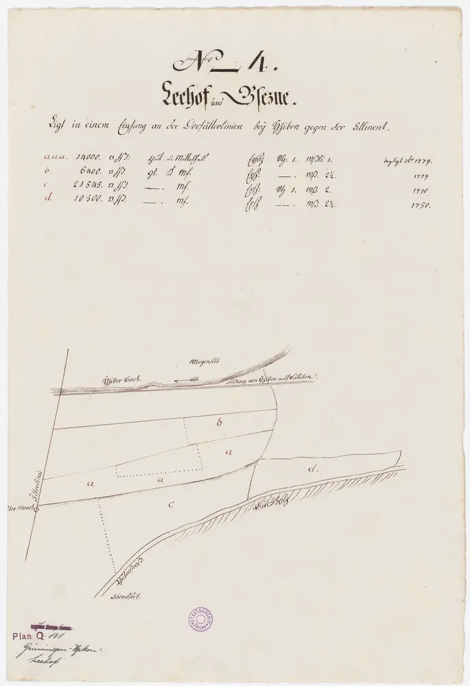 Grüningen-Itzikon, Nr. 4: Zehntengüter Leehof und Bsessne, am Itzikerbach gelegen; Grundriss