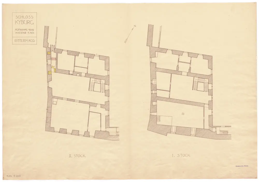 Kyburg: Schloss, Ritterhaus, 1. und 2. Stock; Grundrisse