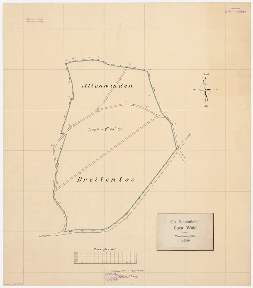 Oberstammheim: Gemeinde- und Genossenschaftswaldungen: Genossenschaftswaldungen Alewinde (Allenwinden), Breitenloo; Grundriss