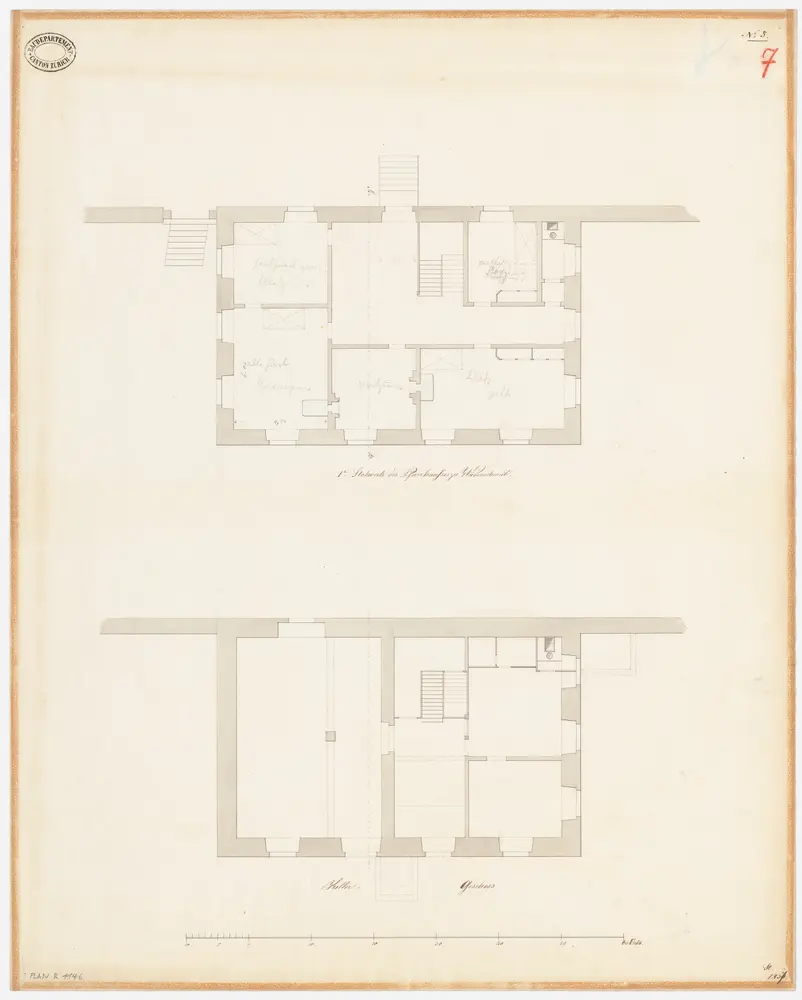 Wädenswil: Pfarrhaus, Keller und 1. Stock; Grundrisse (Nr. 7)