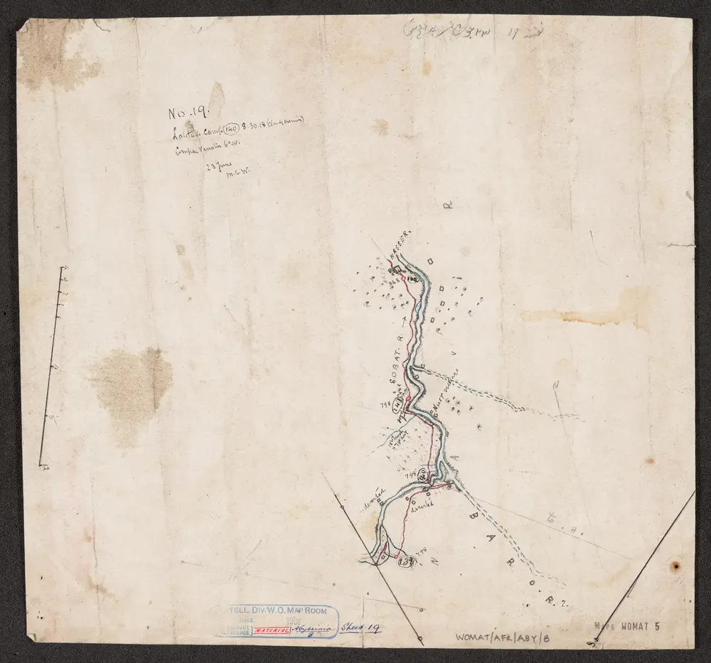 'Addis Abbaba to the Sobat R., via L. Rudolf.' - War Office ledger. Created by Captain M.S. Wellby