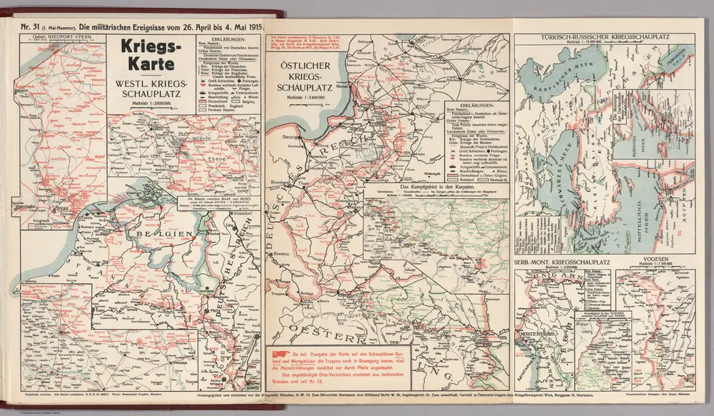 World War I Map (German), Nr. 31. Military Events ... to May 4, 1915.