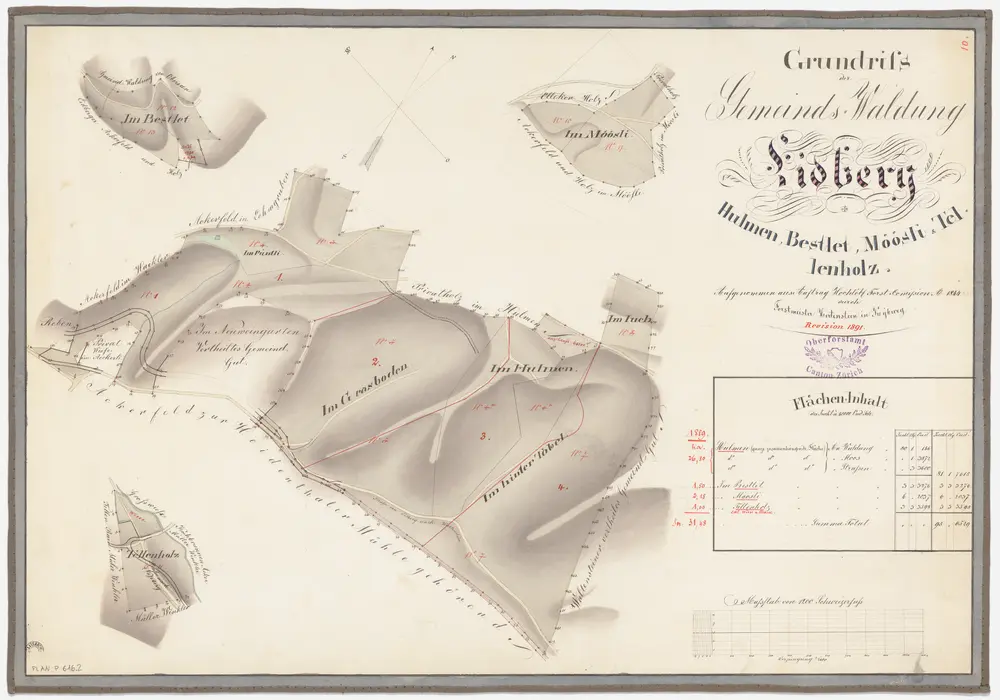 Seen: Gemeindewaldung Eidberg: Bestlet, Im hinteren Tobel, Hulmen, Grasboden, Im Neuweingarten, Püntli, Mösli, Tellenholz; Grundrisse