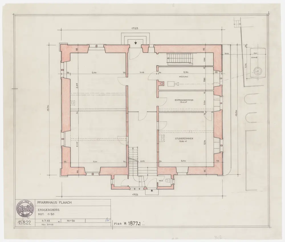 Flaach: Pfarrhaus: Erdgeschoss; Grundriss