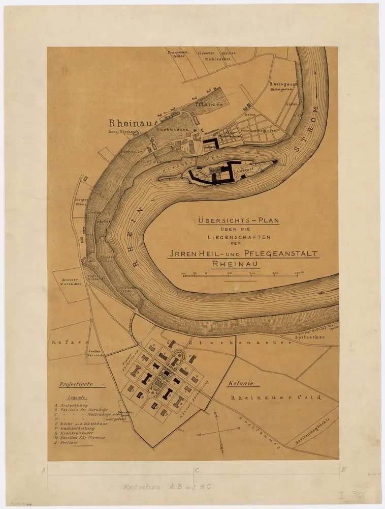 Pflegeanstalt Rheinau: Liegenschaften mit projektierter Kolonie; Grundriss