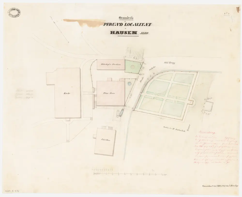 Hausen am Albis: Pfrundlokalität mit Kirche und Pfarrhaus; Grundriss (Nr. 3)