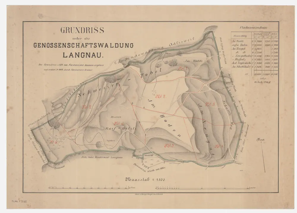 Langnau am Albis: Genossenschaftswaldung Schwizertobel (Schweizer-Tobel); Grundriss