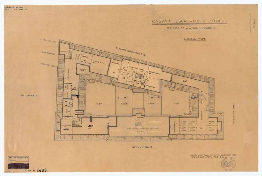 Kaspar-Escher-Haus: Dachboden; Grundriss