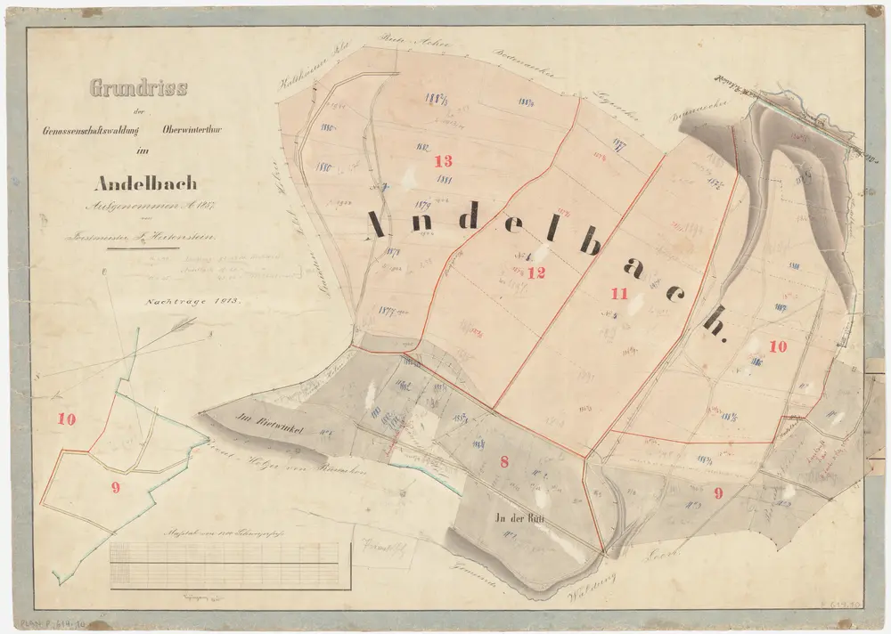 Oberwinterthur: Staats-, Gemeinde- und Genossenschaftswaldungen: Genossenschaftswaldung Oberwinterthur im Andelbach; Grundriss