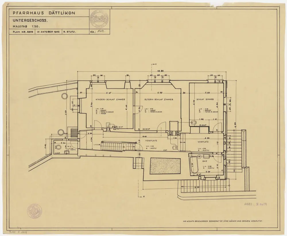 Dättlikon: Pfarrhaus, Erdgeschoss; Grundriss